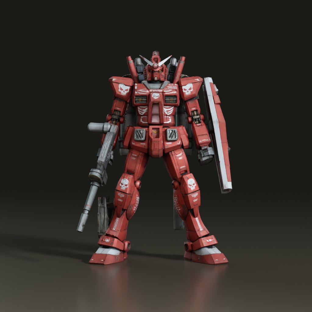 weathered-custom-red-gundam-mecha-3d-model