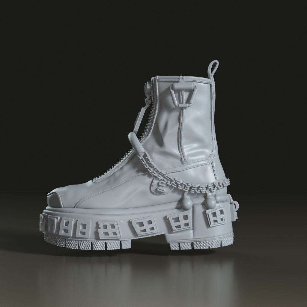 realistic-gothic-punk-platform-ankle-boot-3d-model