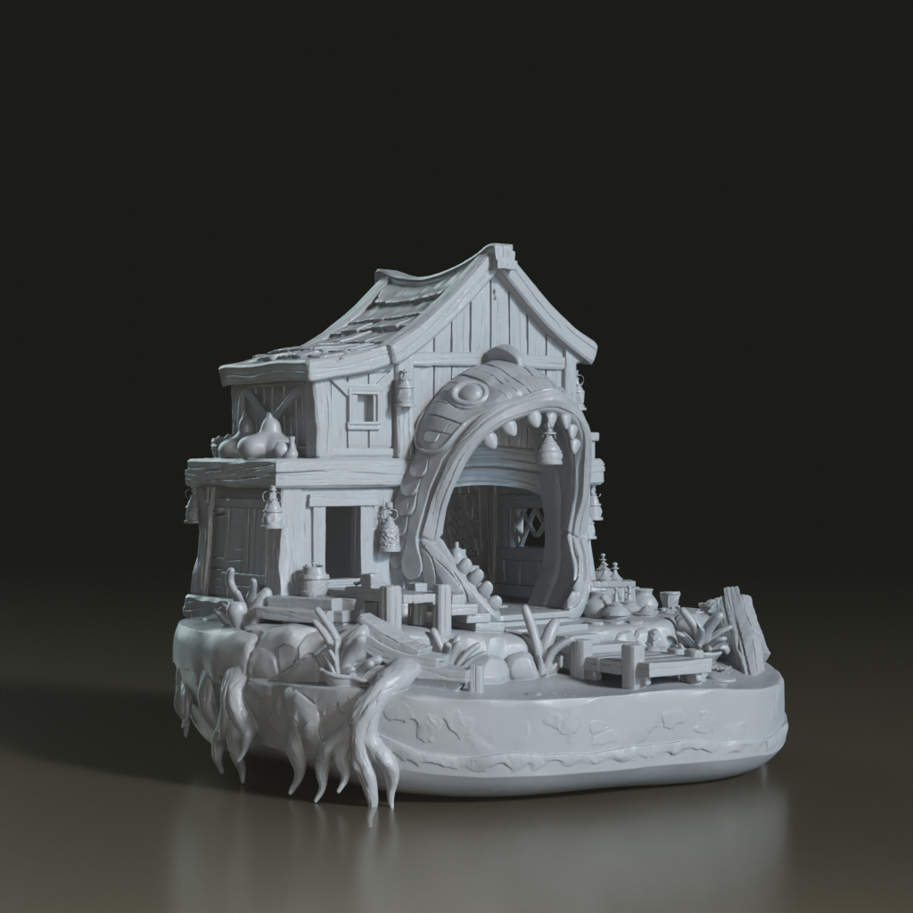 stylized-swamp-fish-head-fantasy-tavern-3d-asset