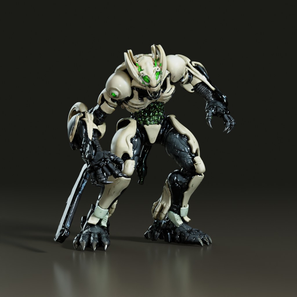 3D_Sculpture_Model_Mecha_Beast_Warrior_With_Sword