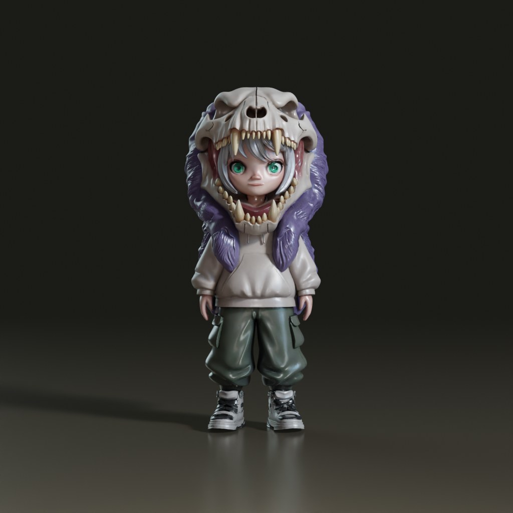 stylized-chibi-anime-girl-with-dinosaur-skull-hood