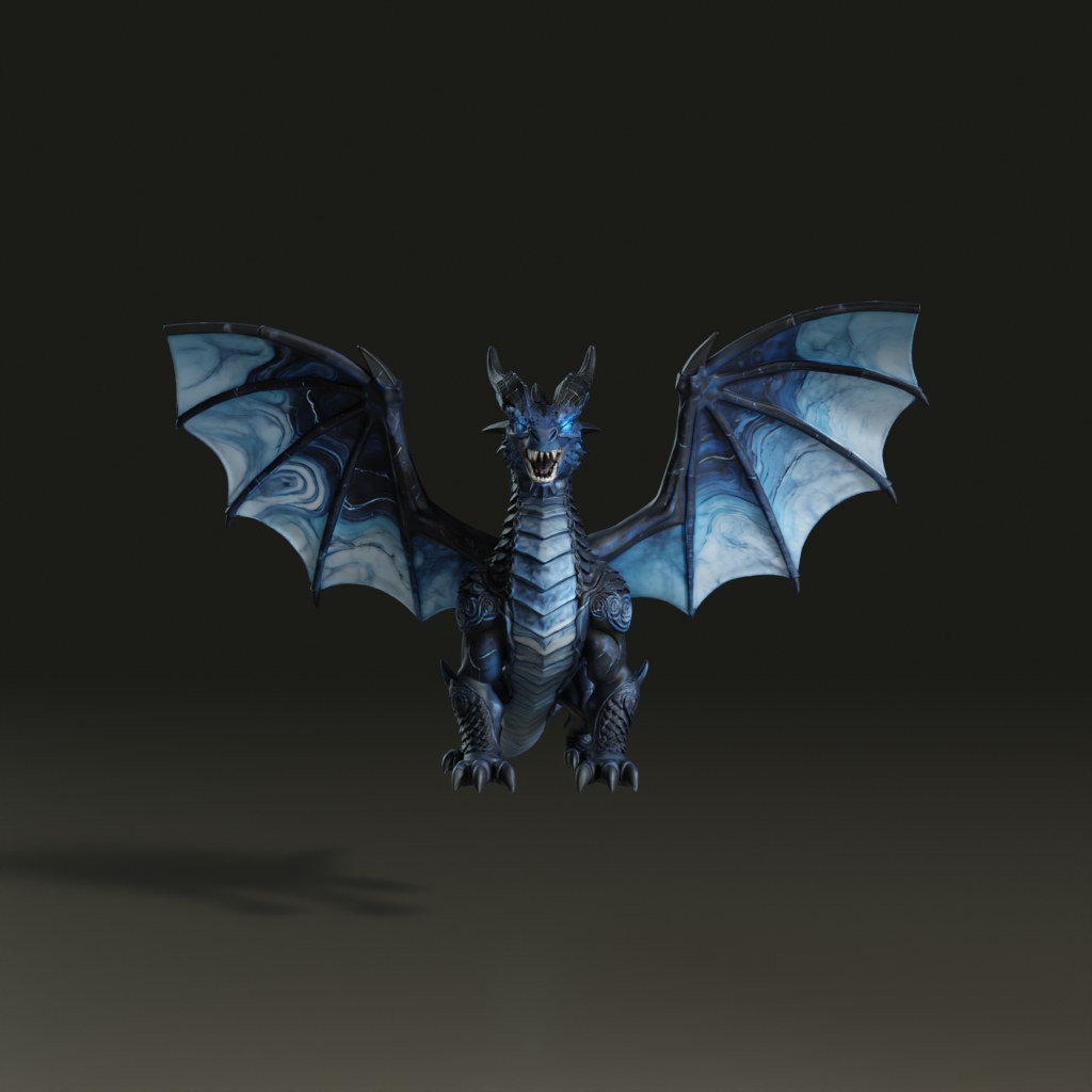 stylized-blue-marble-winged-dragon-3d-model