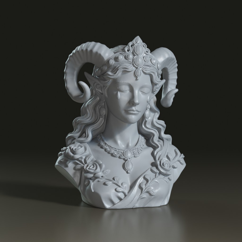 stylized-fantasy-ram-horned-mourning-elven-bust