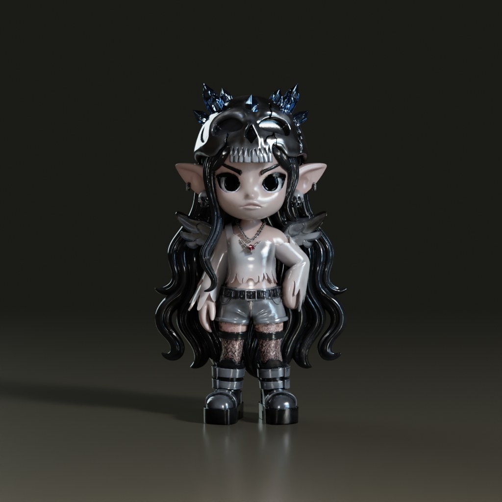 stylized-goth-punk-chibi-dark-elf-3d-figurine