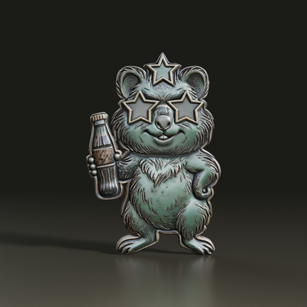 quokka-star-sunglasses-bas-relief-3d-asset