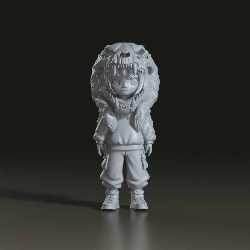 stylized-chibi-anime-girl-with-dinosaur-skull-hood