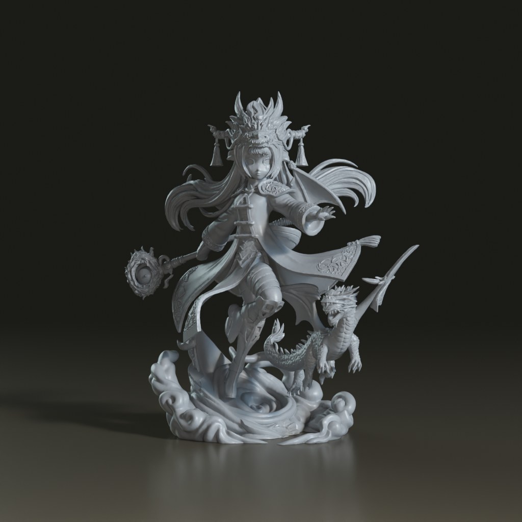 stylized-anime-green-dragon-mage-3d-figurine