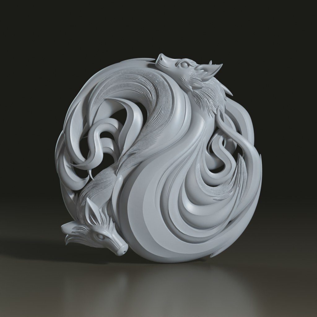 jade-style-stylized-carved-dual-nine-tailed-fox-3d