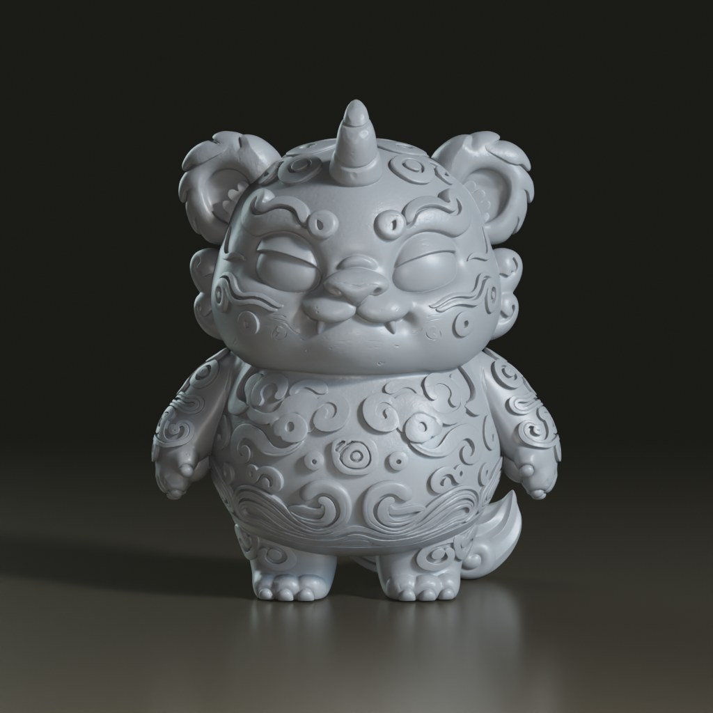 stylized-chibi-horned-foo-dog-3d-model