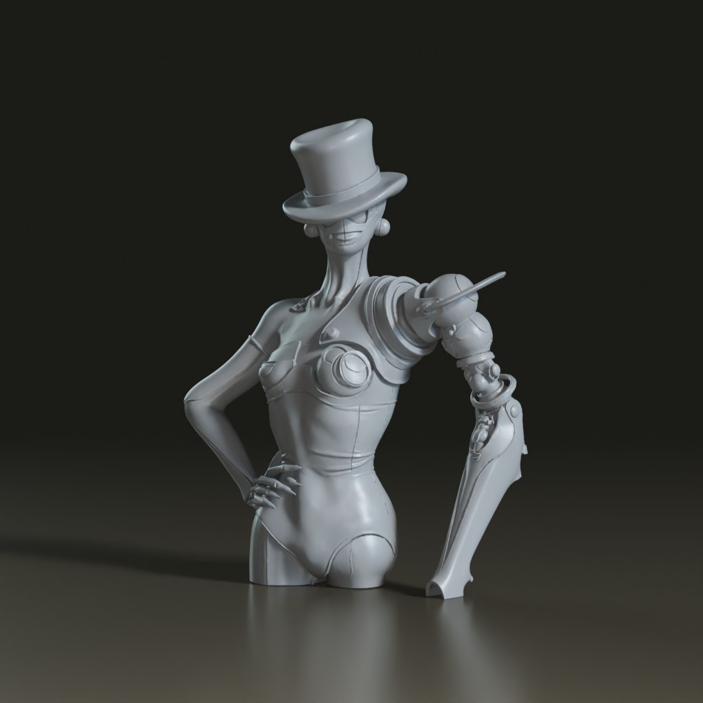3D_Sculpture_Model_Steampunk_Female_Robot