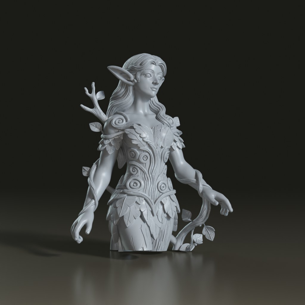 3D_Fantasy_Elf_Sculpture_Female_Figure_Model