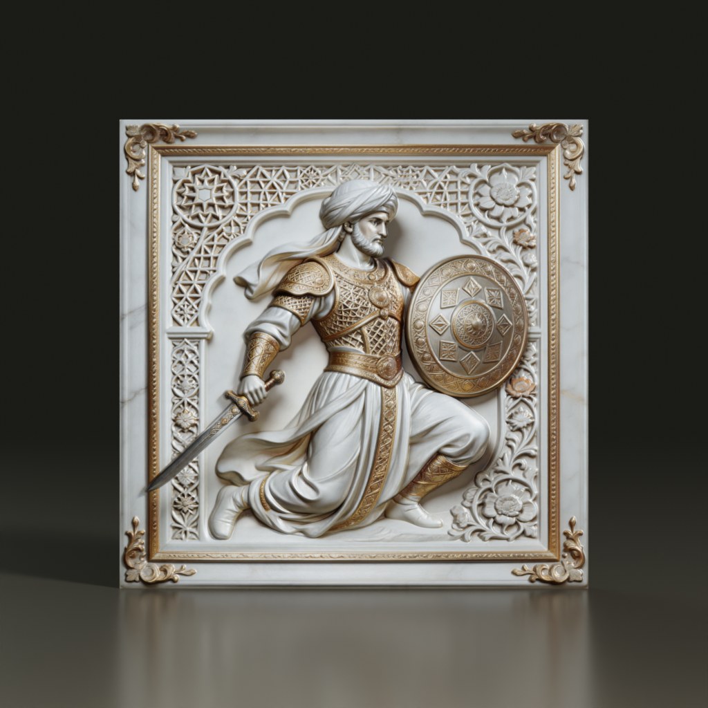arab-warrior-ornate-islamic-bas-relief-3d-asset