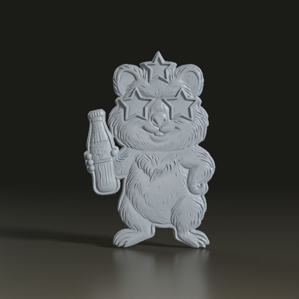 quokka-star-sunglasses-bas-relief-3d-asset