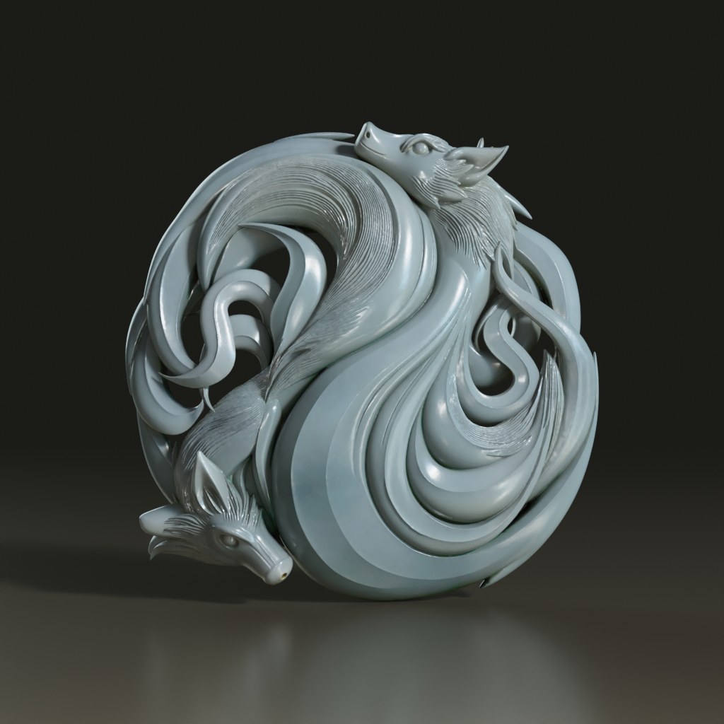 jade-style-stylized-carved-dual-nine-tailed-fox-3d