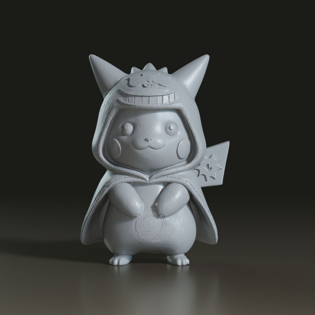 Stylized Gengar Hooded Pikachu 3D Collectible Mode