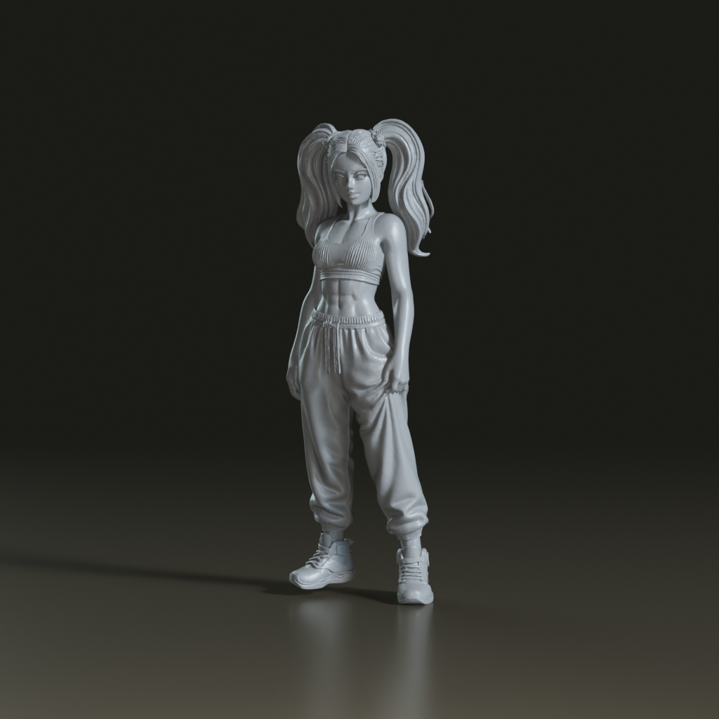 Stylized Anime Athlete Girl 3D Character Model