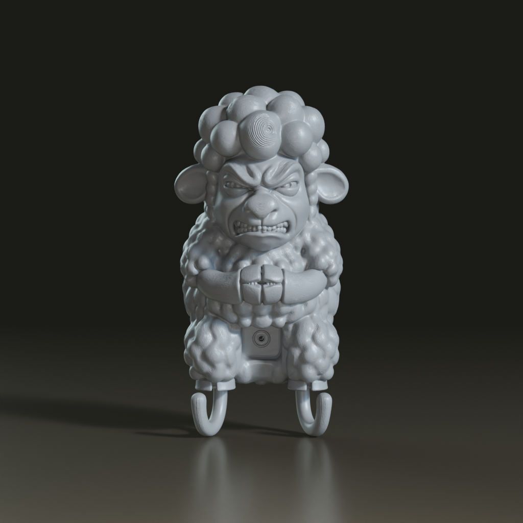 Stylized Angry Sheep Wall Hook 3D Model