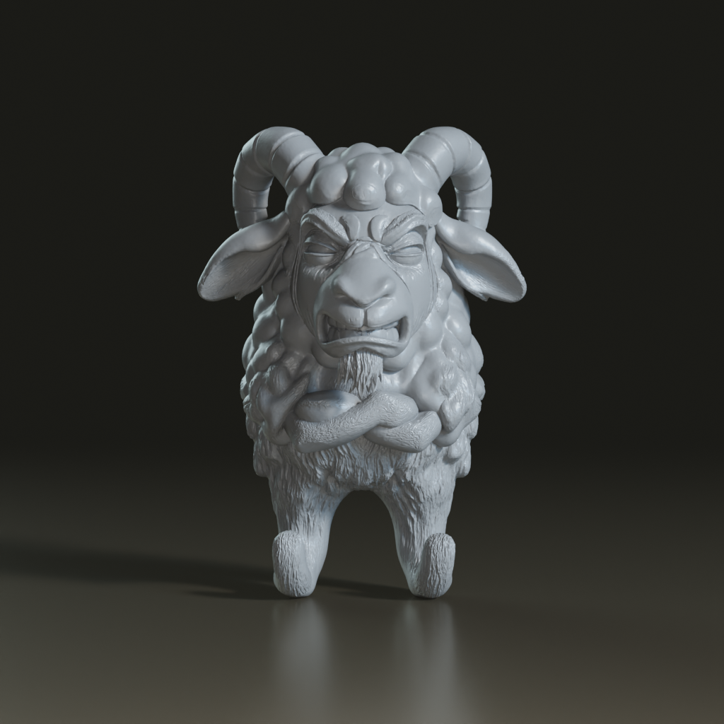 Stylized Grumpy Ram 3D Wall Decor Model