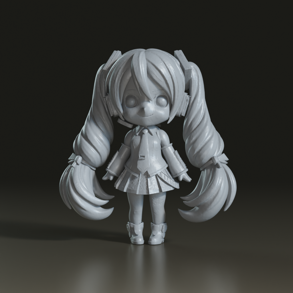 Stylized Chibi Hatsune Miku 3D Figurine
