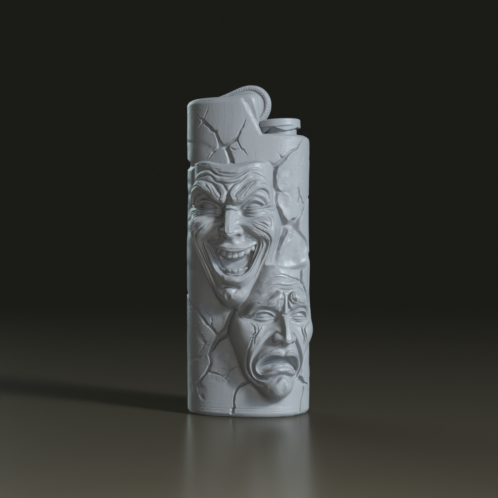 Stylized Aged Bronze Comedy Tragedy Lighter Sleeve