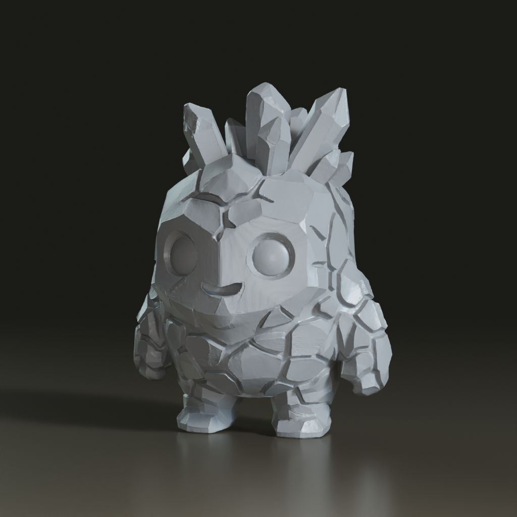 Stylized Chibi Crystal Rock Golem 3D Model