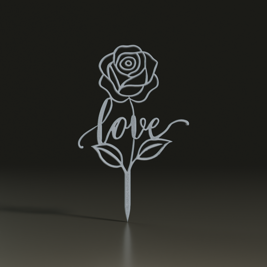 Stylized Love Rose 3D Cake Topper Model
