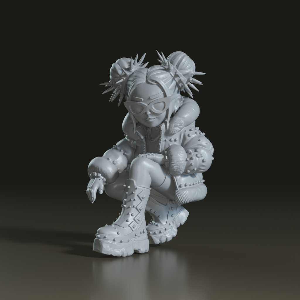 Stylized Cyberpunk Streetwear Chibi 3D Character
