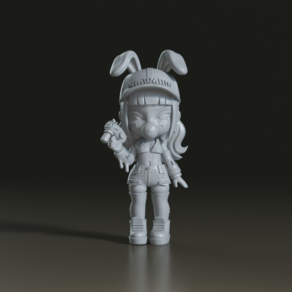Graffiti Y2K Chibi Bunny Girl 3D Art Figure