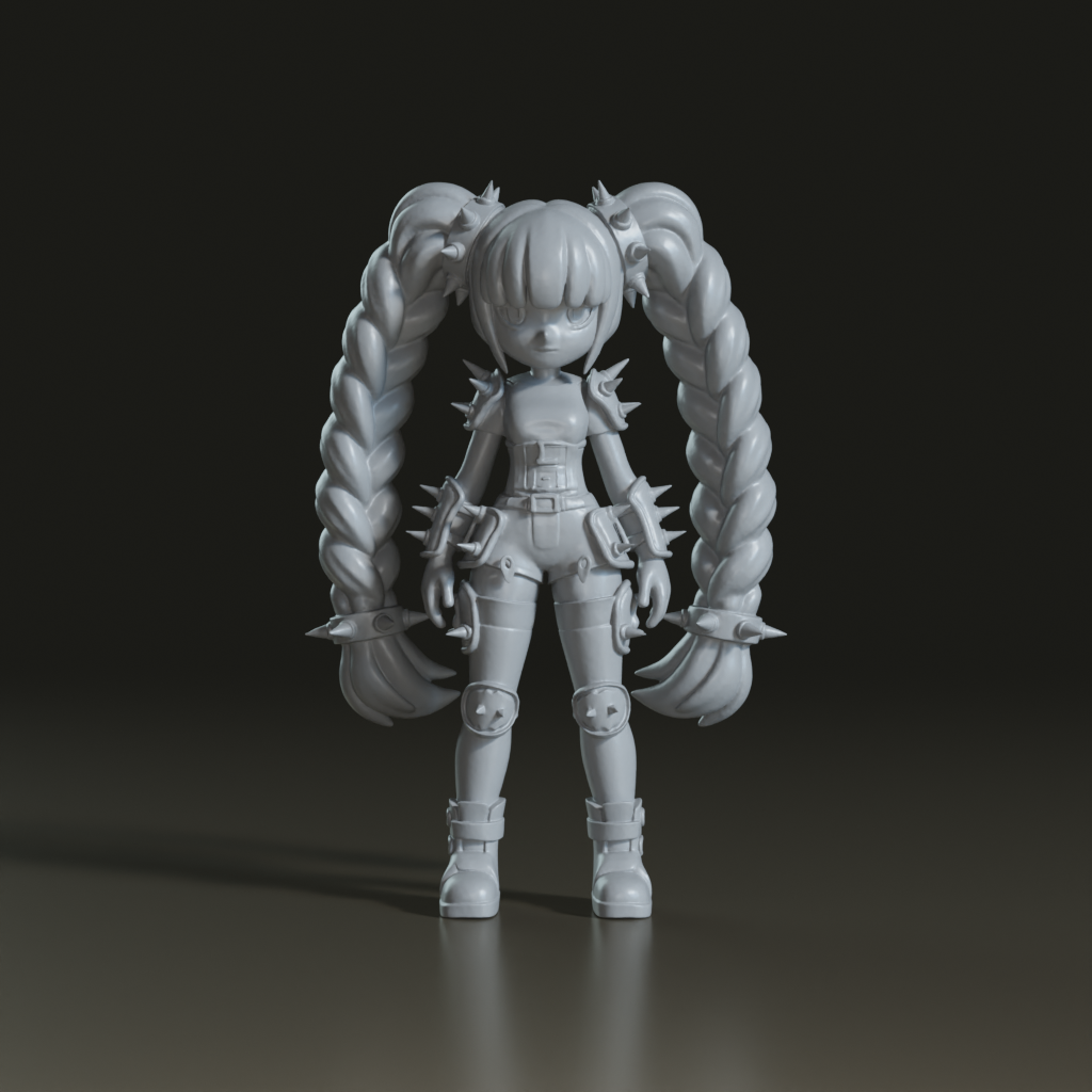 Stylized Punk Anime Girl 3D Character