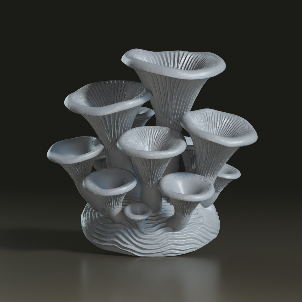 Pastel Stylized Chanterelle Mushroom Cluster 3D Mo