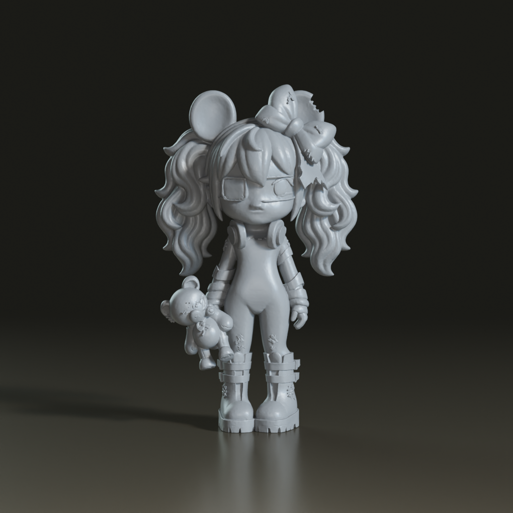 Pastel Goth Chibi Girl 3D Art Toy Figure