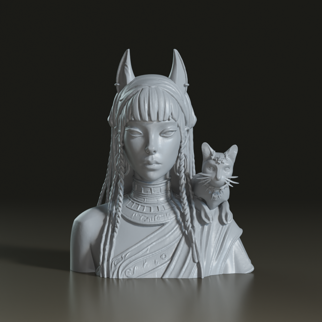 Stylized Egyptian Bastet Priestess 3D Model