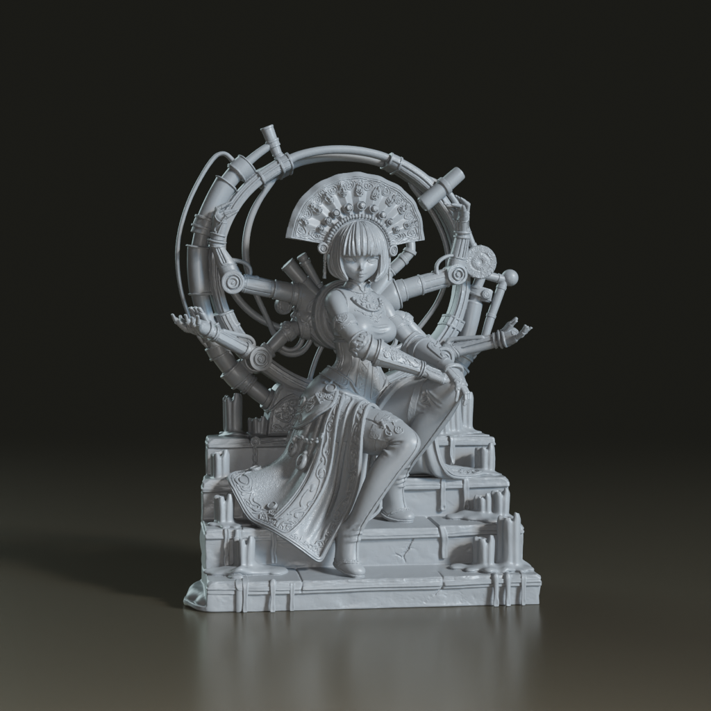 Steampunk Eastern Anime Cyborg Girl 3D Model