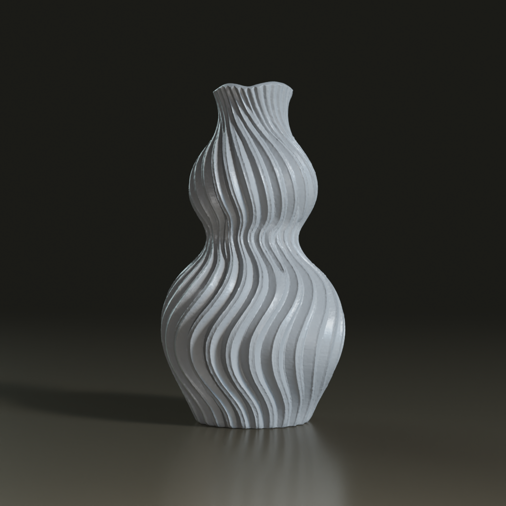Minimalist Ribbed Wave Double Gourd Vase 3D Model