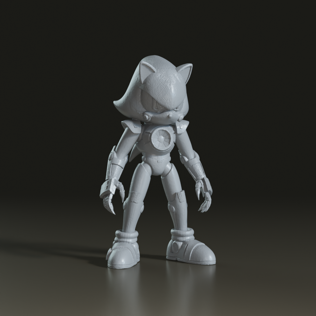 Stylized Metallic Metal Sonic 3D Character Model