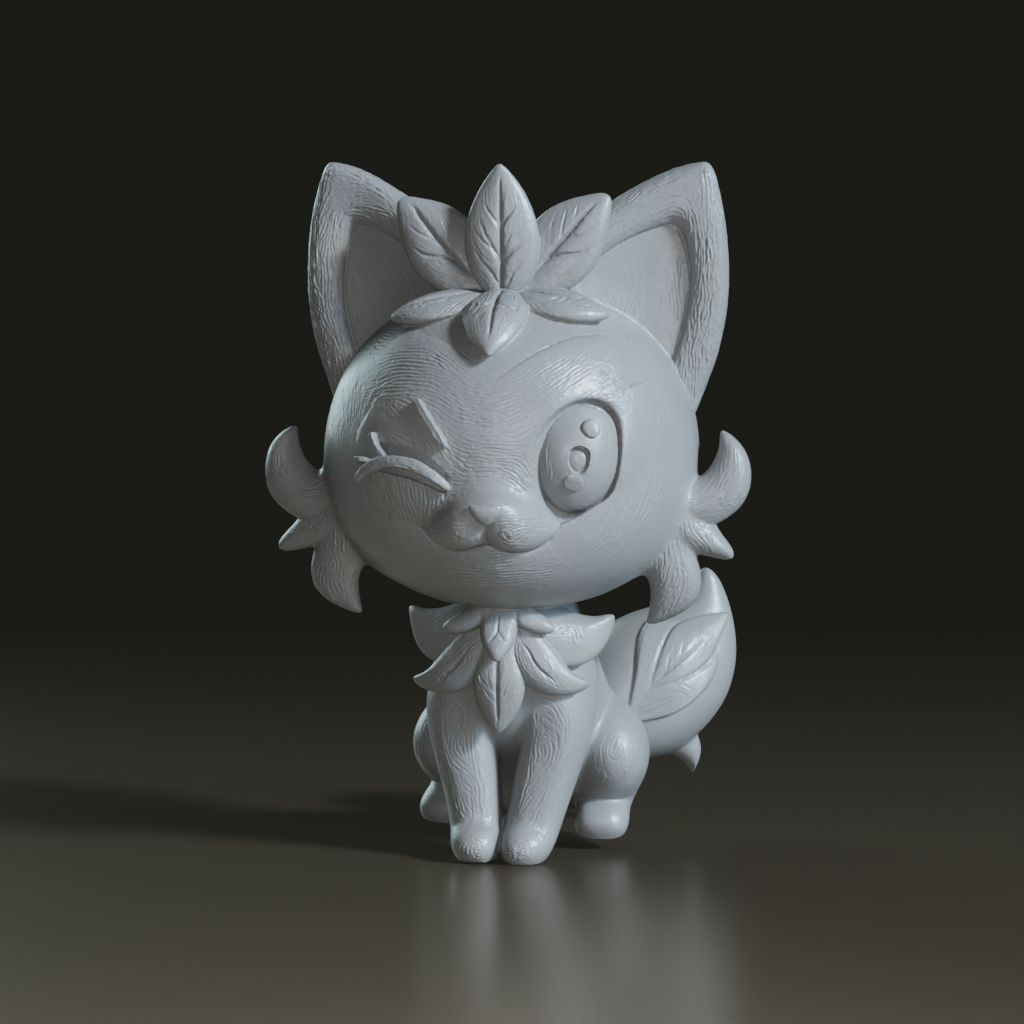 Stylized Chibi Sprigatito 3D Print Model