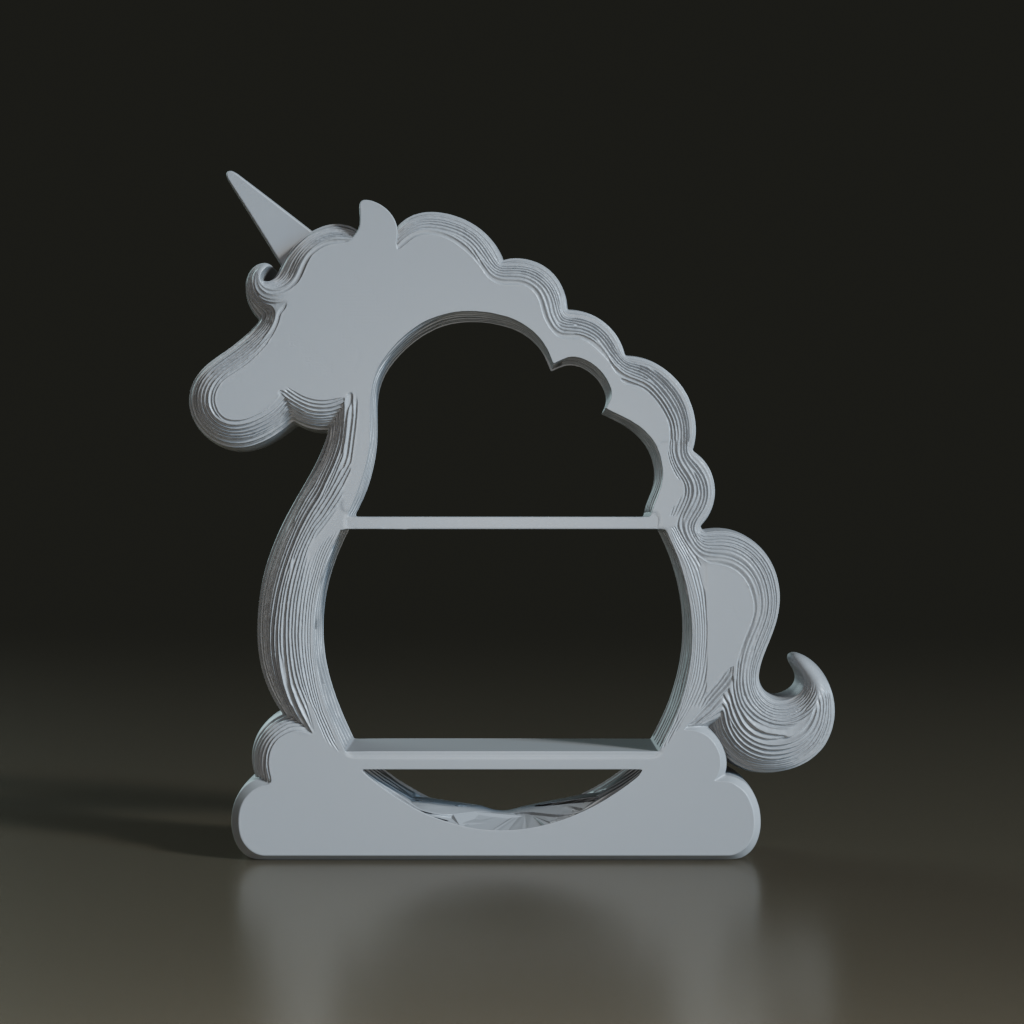 Pastel Stylized Unicorn Shelf 3D Model