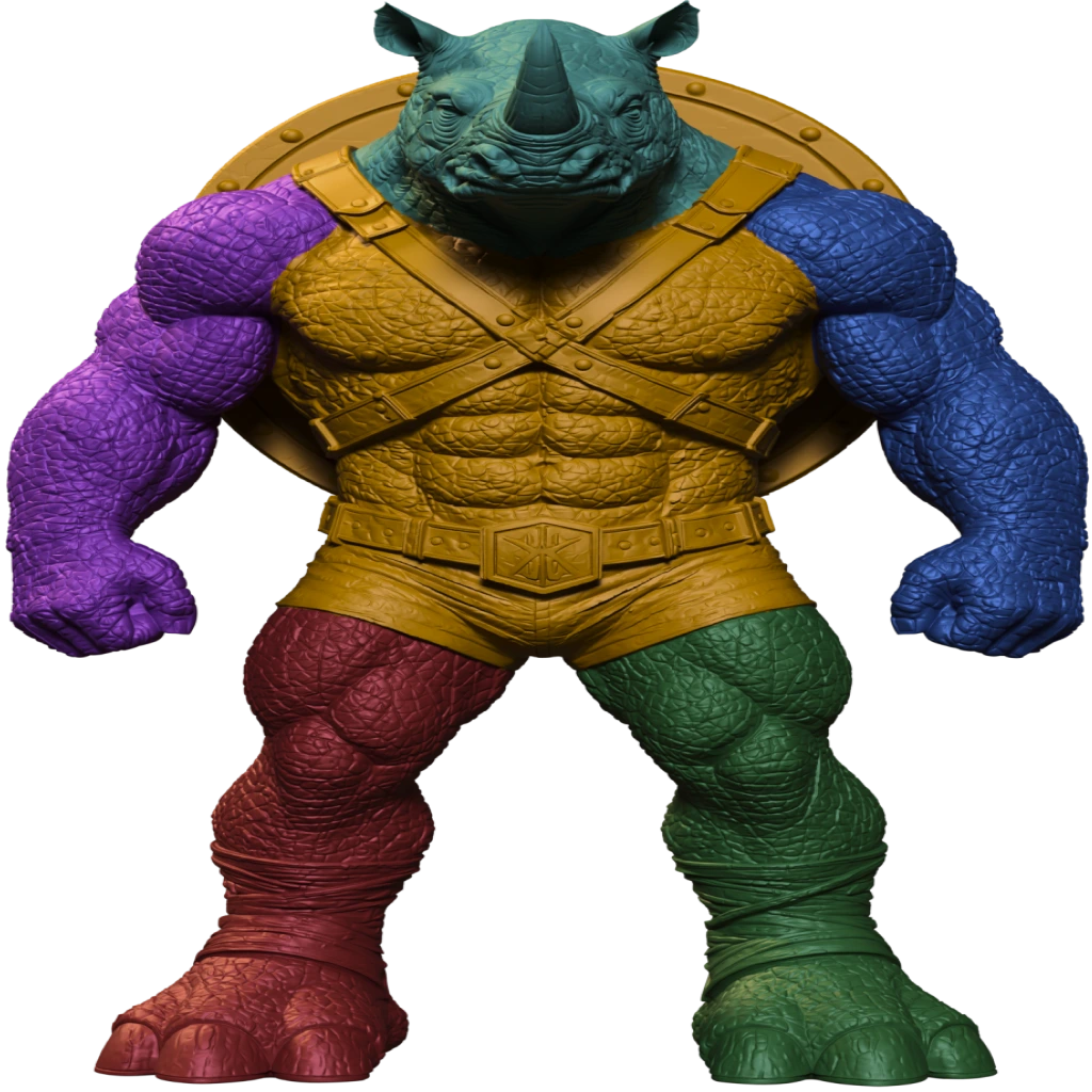 Modelo 3D de rinoceronte separado por colores